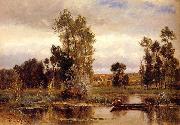 Charles-Francois Daubigny Boat on a Pond oil on canvas